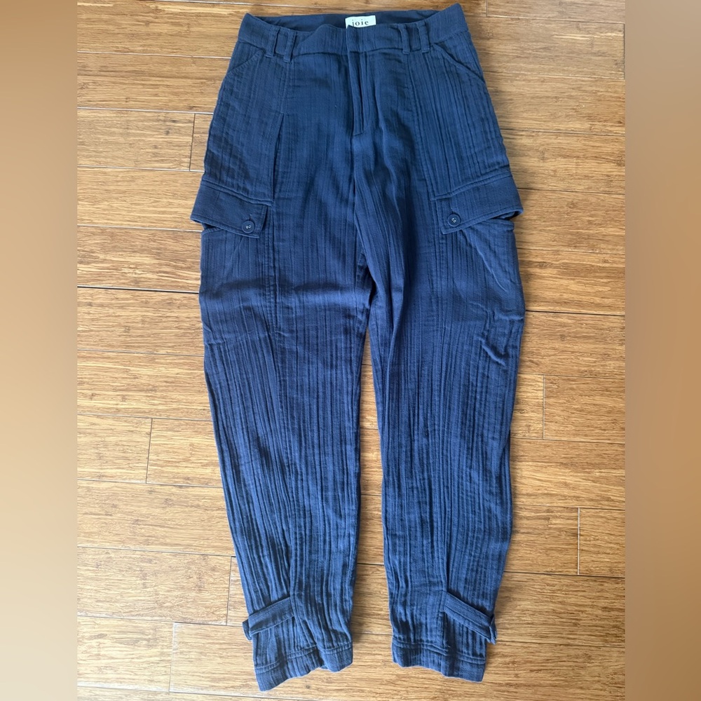 Joie Gray Cotton Gauze Cargo Pants